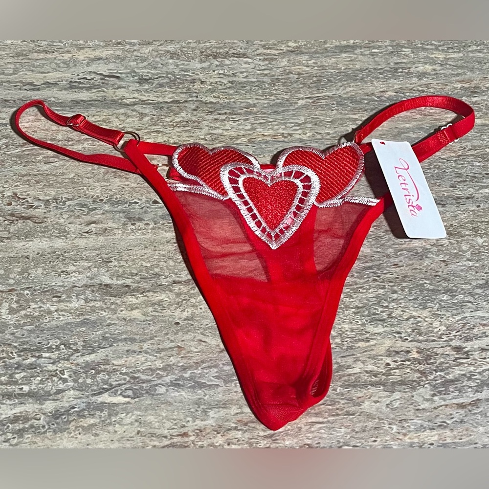 NWT Letrista Red Heart Embellished Lingerie